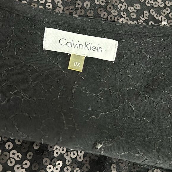 Calvin Klein Black Beaded Sequins 3/4 Sleeves Scoop Neck Top Size 0X - Picture 4 of 8